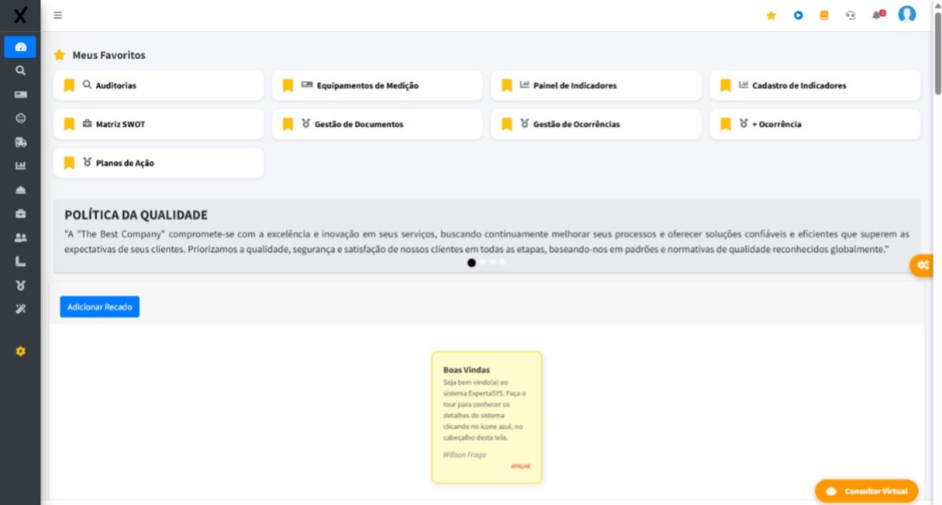 Tela inicial do ExpertaSYS