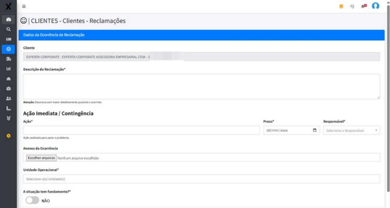 Cadastro de Reclamação de Clientes