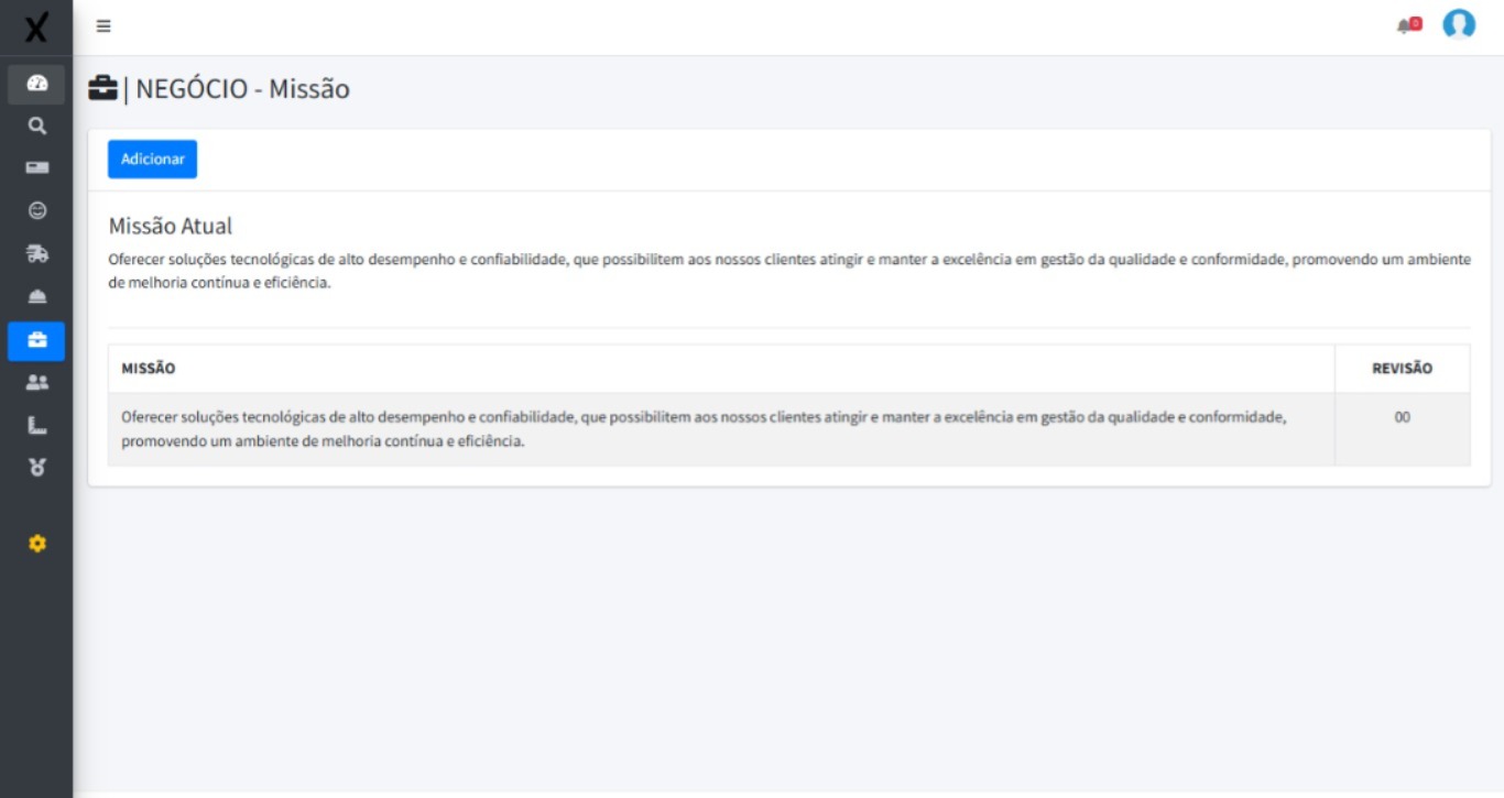 Missão, visão e valores — publicação interna