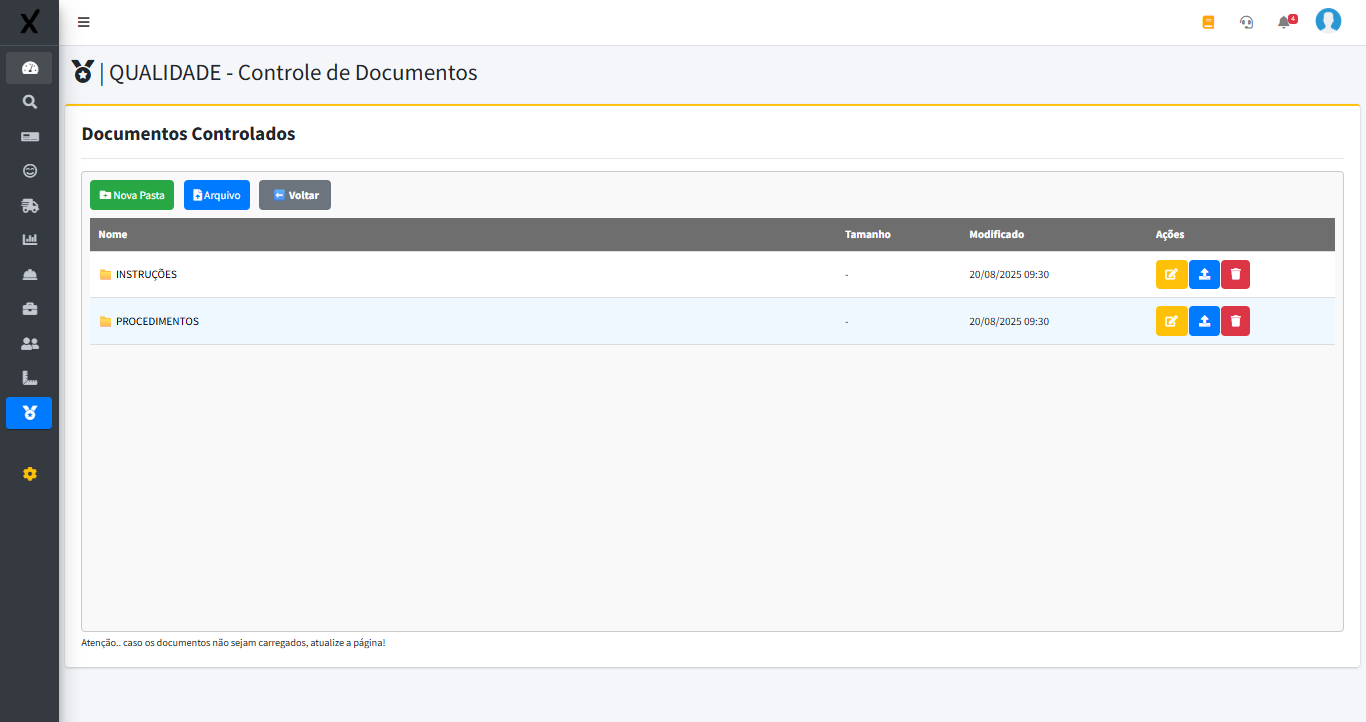 Gestão de Documentos > Estrutura de Pastas ExpertaSYS