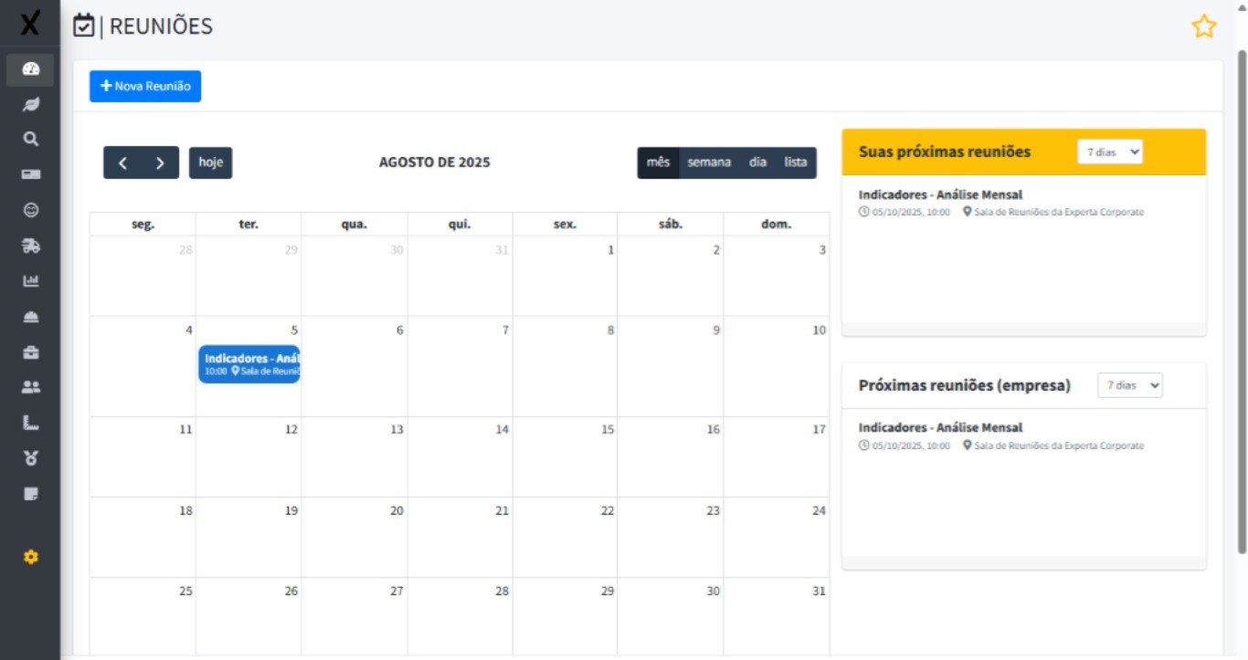Calendário de reuniões